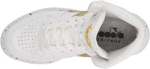 Diadora Mens Mi Basket 2030 High Sneakers Shoes Casual - Gold, White - Size 5.5 M in Saudi Arabia