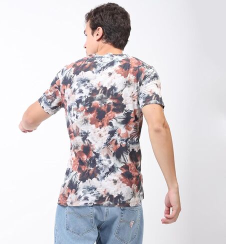 تي شيرت رجالي قصير الأكمام من GUESS Eco AOP Slub in Kuwait