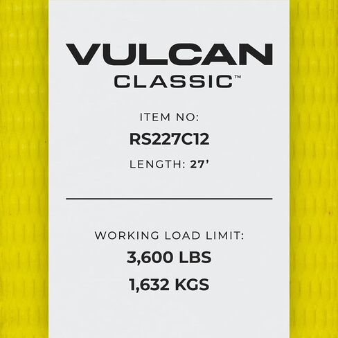 VULCAN Ratchet Strap with Chain Anchors - Classic Yellow - 2 Inch x 27 Foot - 3,600 Pound Safe Working Load in Saudi Arabia