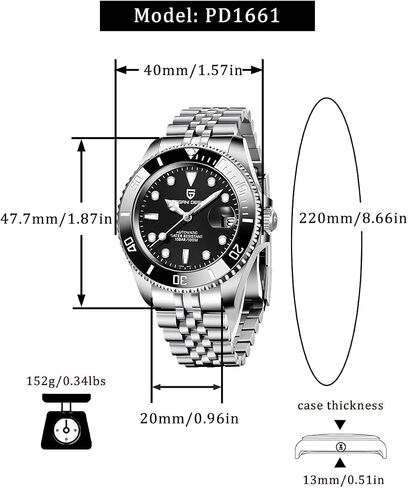 Ceyadg Pagani Design Watch Automatic Mechanical Watch for Men PD1661 ، NH35/NH36 حركة ، زجاج الياقوت ، ساعة من الفولاذ المقاوم للصدأ ، 40 مم ， عرض التاريخ in Kuwait
