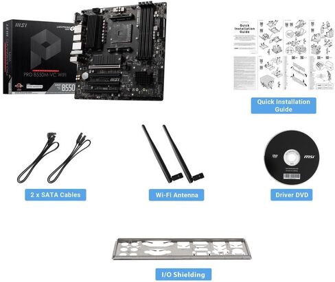 اللوحة الأم MSI PRO B550M-VC WiFi ProSeries (AMD AM4، DDR4، PCIe 4.0، SATA 6 جيجابايت/ثانية، M.2، USB 3.2 Gen 2، HDMI/DP، Wi-Fi، mATX) (متجدد) in Kuwait