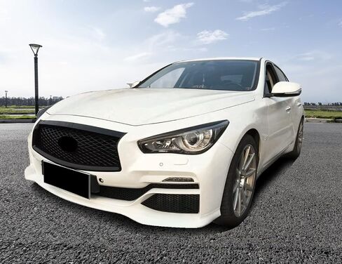IKON MOTORSPORTS, Pre-Painted Grille Compatible With 2014-2017 Infiniti Q50, Eau Rouge ER Style ABS Glossy Black Front Bumper Grill Hood Mesh, 2015 2016 in Saudi Arabia