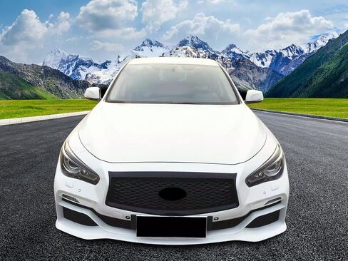 IKON MOTORSPORTS, Pre-Painted Grille Compatible With 2014-2017 Infiniti Q50, Eau Rouge ER Style ABS Glossy Black Front Bumper Grill Hood Mesh, 2015 2016 in Saudi Arabia