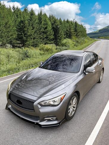 IKON MOTORSPORTS, Pre-Painted Grille Compatible With 2014-2017 Infiniti Q50, Eau Rouge ER Style ABS Glossy Black Front Bumper Grill Hood Mesh, 2015 2016 in Saudi Arabia