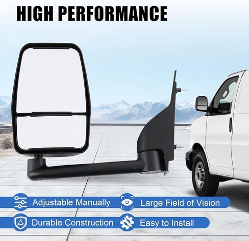 JDMSPEED Driver Side View Mirror Compatible with 2003-2017 for Chevy Express 1500/2500/3500 2003-2017 for GMC Savana 1500/2500/3500 Manual Adjustment Fold Non-Heated GM1320426 (Driver Side View) in Saudi Arabia