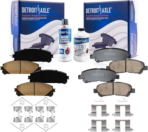 Detroit Axle - Brake Pads for 2008-2014 Toyota Highlander 2009 2010 2011 2012 2013 Ceramic Brake Pads w/Hardware Front and Rear Replacement in Saudi Arabia