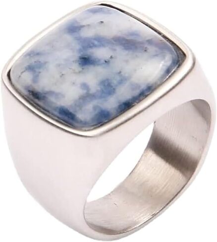 Stainless Steel Bands Inlay Black Onyx, Tiger Eye, White Dotted Sapphire, Turquoise Stone Men Women Ring Size 7-15 in Saudi Arabia