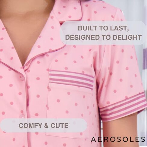 Aerosoles Women's Notch Colder Cozy PJS 2 قطعة مريحة مريحة لينة من القطن الناعم. in Saudi Arabia