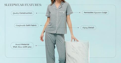 Aerosoles Women's Notch Colder Cozy PJS 2 قطعة مريحة مريحة لينة من القطن الناعم. in Saudi Arabia