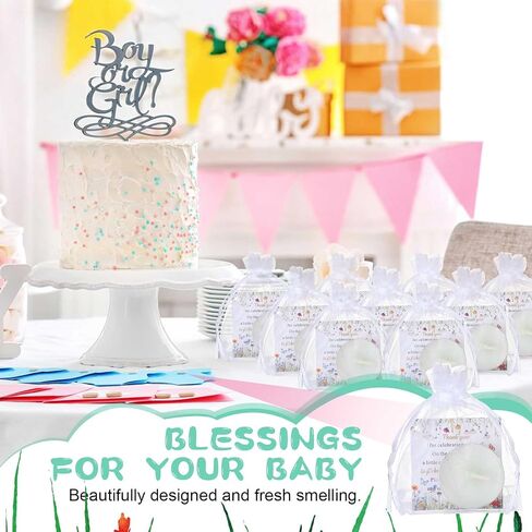 MTLEE 50 Sets Baby Shower Candle Favors for Guests Including 50 Pcs Tea Light Candles and 50 Thank Tags and 50 Return Gift Bags for Baby Shower Gender Reveal Party Favors (Flowers, Pink) in Saudi Arabia