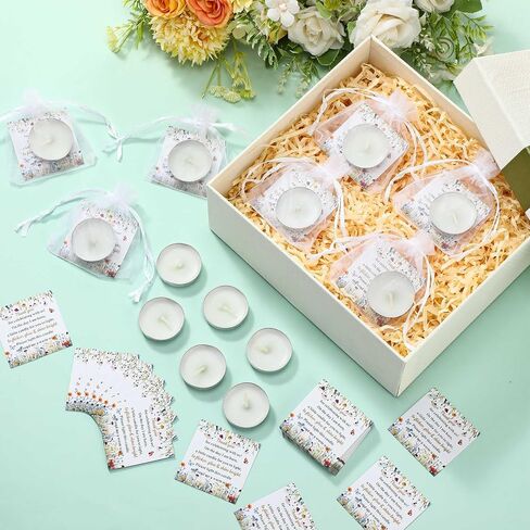 MTLEE 50 Sets Baby Shower Candle Favors for Guests Including 50 Pcs Tea Light Candles and 50 Thank Tags and 50 Return Gift Bags for Baby Shower Gender Reveal Party Favors (Flowers, Pink) in Saudi Arabia