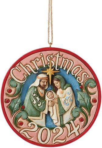 Enesco Jim Shore Heartwood Creek Holy Family Dated 2024 Annual Hanging Ornament, 3 Inch, Multicolor in Saudi Arabia