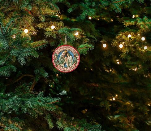 Enesco Jim Shore Heartwood Creek Holy Family Dated 2024 Annual Hanging Ornament, 3 Inch, Multicolor in Saudi Arabia