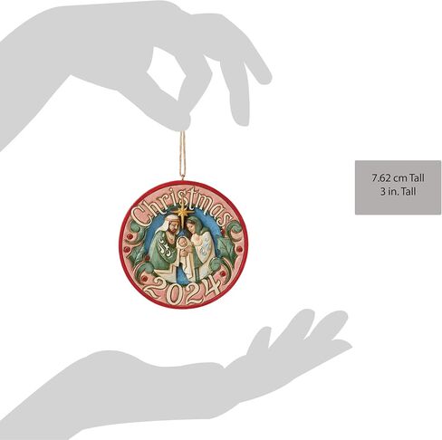 Enesco Jim Shore Heartwood Creek Holy Family Dated 2024 Annual Hanging Ornament, 3 Inch, Multicolor in Saudi Arabia