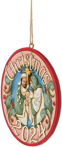 Enesco Jim Shore Heartwood Creek Holy Family Dated 2024 Annual Hanging Ornament, 3 Inch, Multicolor in Saudi Arabia