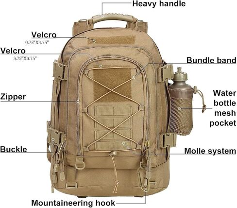 Military Tactical Backpack 3 Day Pack Expandable Backpack Army Daypack for Hiking Gym Sport Camping (Green) in Saudi Arabia