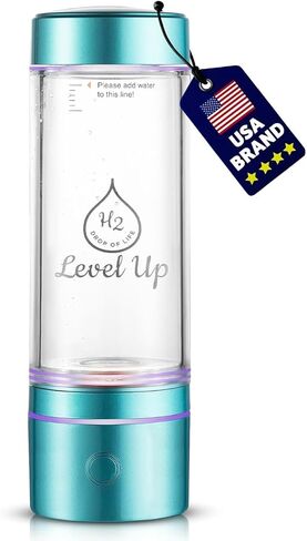 LevelUpWay 2025 Hydrogen Water Bottle Generator with SPE PEM Technology– Up to 4000 PPB – Dual Chamber – 250ml – (White) – Enhanced Hydration Solution in Saudi Arabia