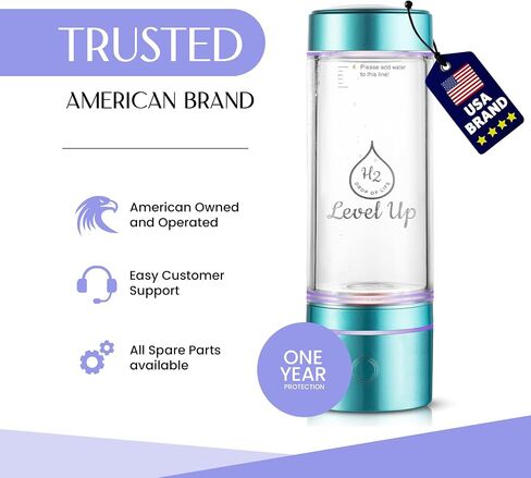 LevelUpWay 2025 Hydrogen Water Bottle Generator with SPE PEM Technology– Up to 4000 PPB – Dual Chamber – 250ml – (White) – Enhanced Hydration Solution in Saudi Arabia