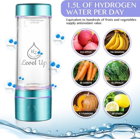 LevelUpWay 2025 Hydrogen Water Bottle Generator with SPE PEM Technology– Up to 4000 PPB – Dual Chamber – 250ml – (White) – Enhanced Hydration Solution in Saudi Arabia