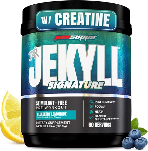 PROSUPPS Dr. Jekyll Signature Pre-Workout Powder, Stimulant & Caffeine Free, Intense Focus, Energy & Pumps, (30 Servings, Strawberry) in Kuwait