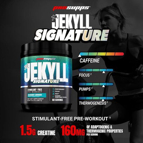 PROSUPPS Dr. Jekyll Signature Pre-Workout Powder, Stimulant & Caffeine Free, Intense Focus, Energy & Pumps, (30 Servings, Strawberry) in Kuwait