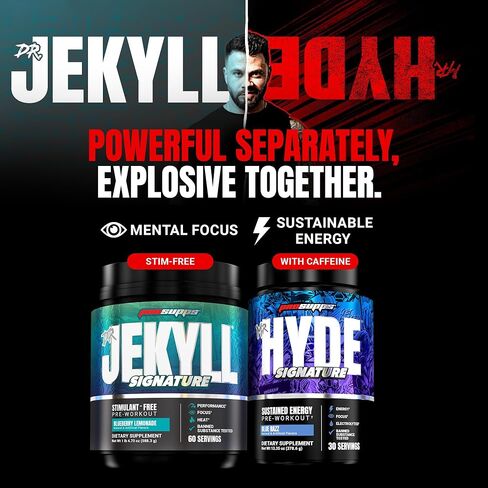 PROSUPPS Dr. Jekyll Signature Pre-Workout Powder, Stimulant & Caffeine Free, Intense Focus, Energy & Pumps, (30 Servings, Strawberry) in Kuwait