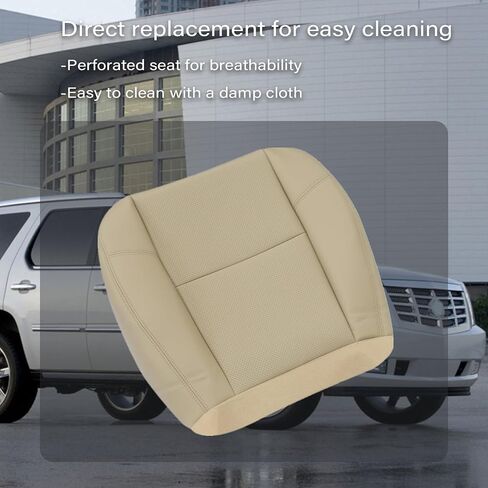 Driver Bottom Seat Cover & Foam Cushion Light Cashmere Tan #333 313 33i Compatible with Cadillac Escalade Chevry Tahoe Suburban GMC Sierra 2007 2008 2009 2010 2011 2012 2013 2014 in Saudi Arabia