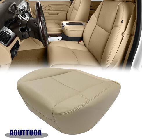 Driver Bottom Seat Cover & Foam Cushion Light Cashmere Tan #333 313 33i Compatible with Cadillac Escalade Chevry Tahoe Suburban GMC Sierra 2007 2008 2009 2010 2011 2012 2013 2014 in Saudi Arabia