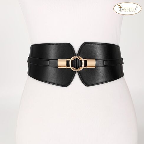 JASGOOD Women Elastic Wide Belt Ladies Stretchy Waist Belt for Dress with Gold Buckle in Saudi Arabia
