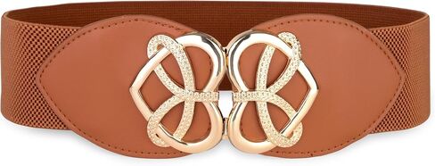 BlackButterfly Wide Elastic Cinch Stretch Waistband Retro Gold Heart Buckle Waist Belt in Saudi Arabia