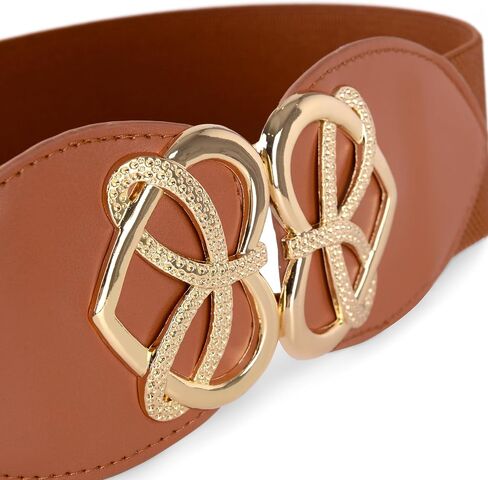 BlackButterfly Wide Elastic Cinch Stretch Waistband Retro Gold Heart Buckle Waist Belt in Saudi Arabia