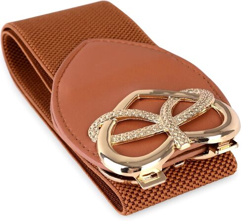 BlackButterfly Wide Elastic Cinch Stretch Waistband Retro Gold Heart Buckle Waist Belt in Saudi Arabia
