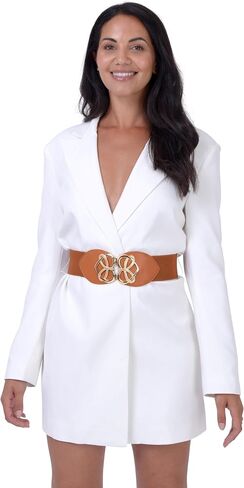 BlackButterfly Wide Elastic Cinch Stretch Waistband Retro Gold Heart Buckle Waist Belt in Saudi Arabia