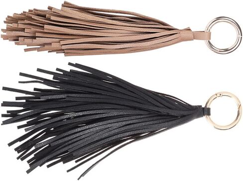 Womens Backpack and Purse Set, 2Pcs Women Leather Tassels Keychain and Keyring Holder, Car Decor, Coffee Black Lanyard Wallet in Saudi Arabia