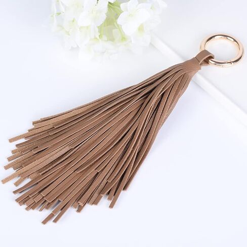 Womens Backpack and Purse Set, 2Pcs Women Leather Tassels Keychain and Keyring Holder, Car Decor, Coffee Black Lanyard Wallet in Saudi Arabia