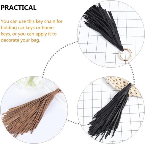 Womens Backpack and Purse Set, 2Pcs Women Leather Tassels Keychain and Keyring Holder, Car Decor, Coffee Black Lanyard Wallet in Saudi Arabia