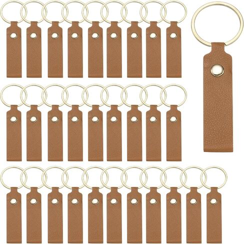 MECCANIXITY 40 Pcs PU Leather Keychain Blanks Bulk Laser Engraving Keychain Leather Key Fob Kit with Key Rings for DIY Supplies Gifts (Pink, 3.7" x 0.7") in Saudi Arabia