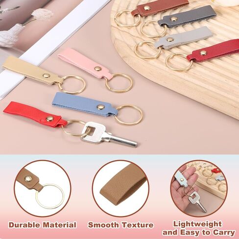 MECCANIXITY 40 Pcs PU Leather Keychain Blanks Bulk Laser Engraving Keychain Leather Key Fob Kit with Key Rings for DIY Supplies Gifts (Pink, 3.7" x 0.7") in Saudi Arabia
