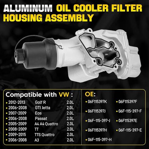 06F115397K مجموعة مرشحات مرشح تبريد الزيت مع مبرد الزيت 2.0L متوافق مع 2006-2013 VW GOLF R GTI Jetta Passat eos Audi A4 A3 TT TTS 06F115397J 06F115397H in Saudi Arabia