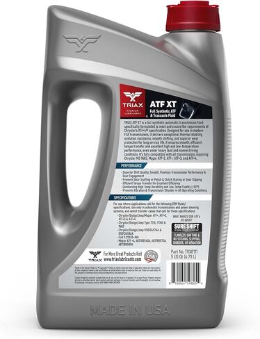 Triax ATF XT Full Synthetic for All ATF +4 Applications | Compatible with Chrysler, Jeep, Dodge | No Slip | 100,000 + Mile (5 Quart) in Saudi Arabia