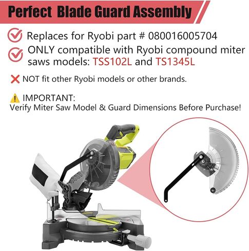 Miter Saw Parts Lower Blade Guard Replacement for Ryobi TSS102L TS1345L 10" Sliding Compound Miter Saw - Replaces Ryobi Part # 080016005704 in Saudi Arabia