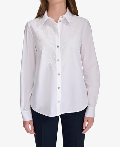 Tommy Hilfiger Women's Long Sleeve Collared Puff Printed Top in Saudi Arabia