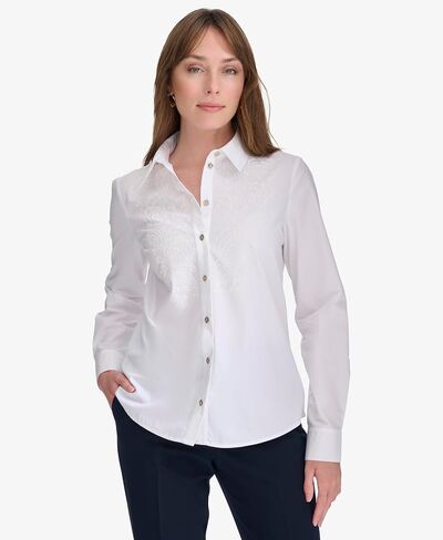Tommy Hilfiger Women's Long Sleeve Collared Puff Printed Top in Saudi Arabia