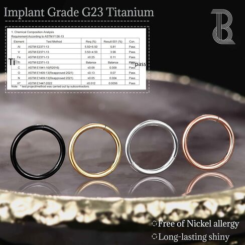 BodyBonita G23 Titanium Nose Hoops for Women - 20/18/16G Septum Nose Lip Conch Helix Cartilage Piercing Jewelry in Saudi Arabia