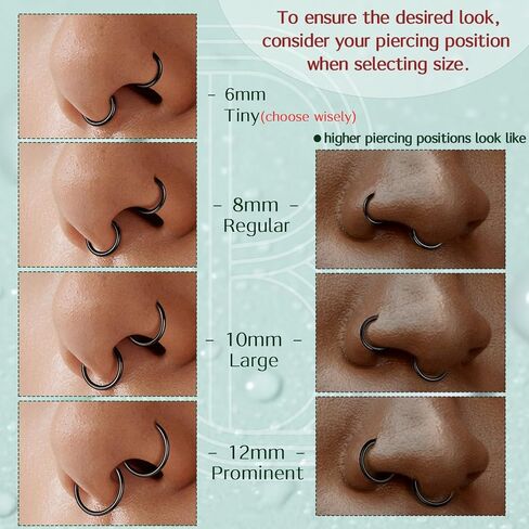 BodyBonita G23 Titanium Nose Hoops for Women - 20/18/16G Septum Nose Lip Conch Helix Cartilage Piercing Jewelry in Saudi Arabia