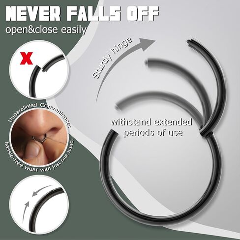 BodyBonita G23 Titanium Nose Hoops for Women - 20/18/16G Septum Nose Lip Conch Helix Cartilage Piercing Jewelry in Saudi Arabia
