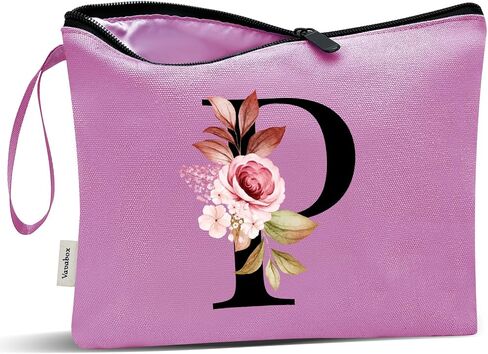 Vavabox A-Z Personalized Makeup Bag, Birthday Gifts for Women Mom, Gifts for Best Friend, Bride Bridesmaid Cosmetic bag (M, Black) in Saudi Arabia