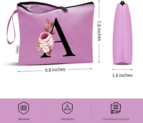 Vavabox A-Z Personalized Makeup Bag, Birthday Gifts for Women Mom, Gifts for Best Friend, Bride Bridesmaid Cosmetic bag (M, Black) in Saudi Arabia
