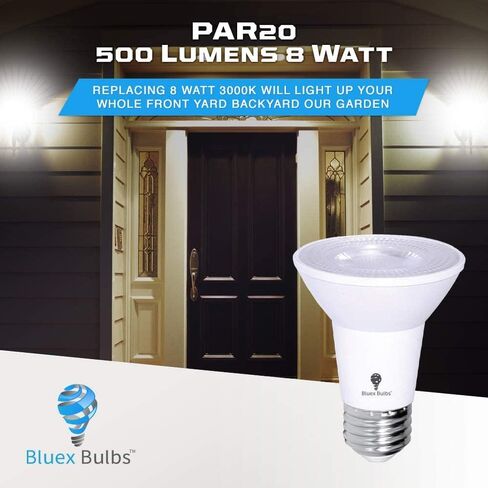 4 Pack PAR20 LED Flood Dusk to Dawn Light Bulbs Outdoor Photocell Sensor 8W 65 Watt Equivalent 700Lumens Waterproof E26 5000K Cool White Super Bright Auto On/Off Security Spotlight Indoor/Outdoor in Saudi Arabia