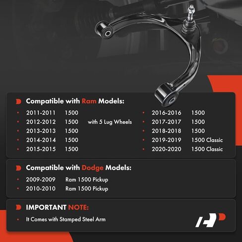 A-Premium Front Right Upper Control Arm, with Ball Joint & Bushing, Compatible with Ram 1500 2011-2018, 1500 Classic 2019-2020, Dodge Ram 1500 2009-2010 in Saudi Arabia